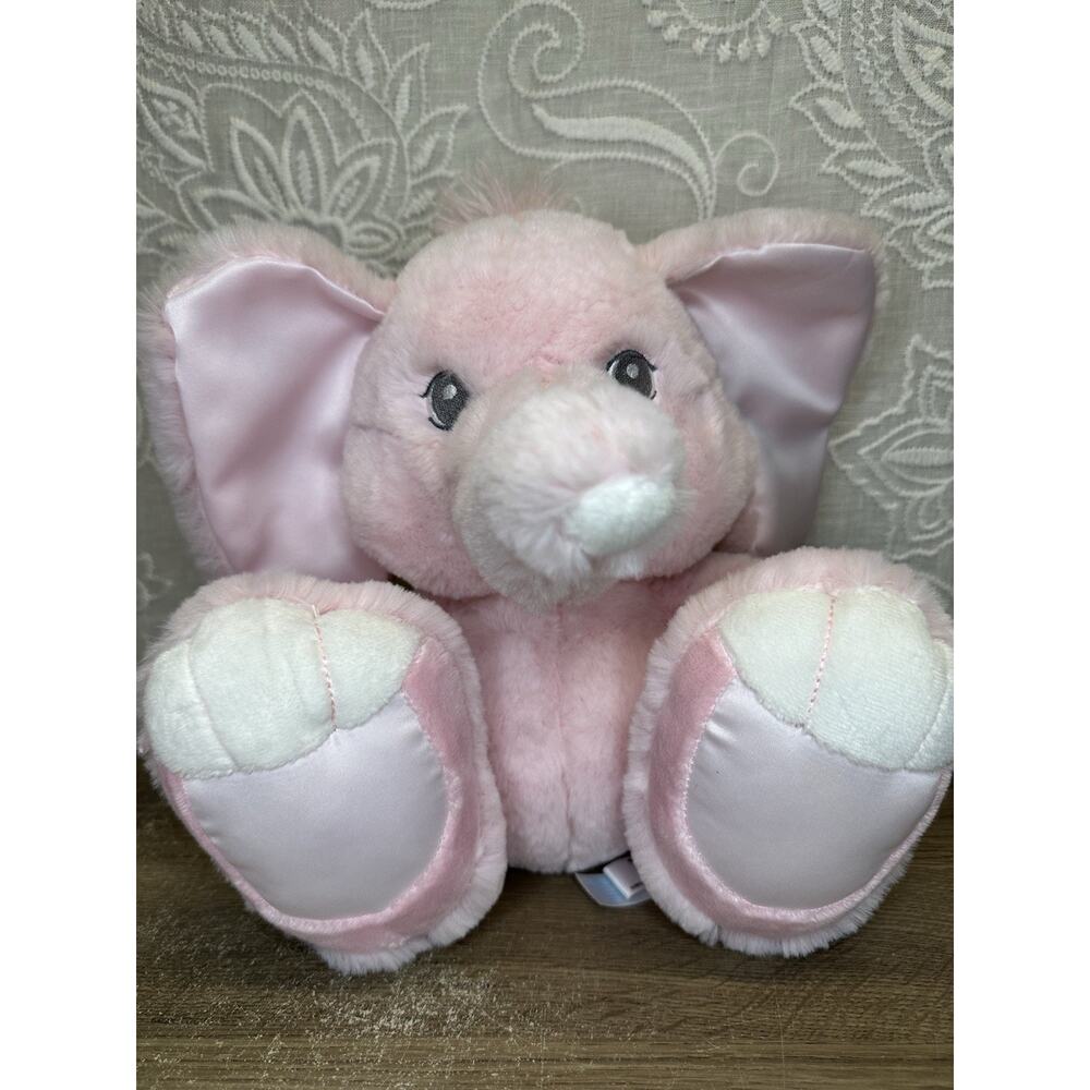 Ebba Aurora Pink Elephant Plush Taddles Silk Ears Big Feet Lovey Stuffed Animal